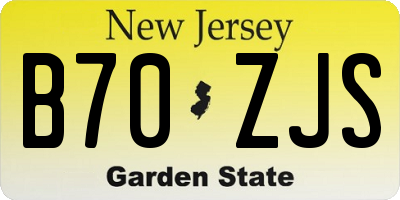 NJ license plate B70ZJS