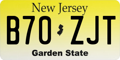 NJ license plate B70ZJT