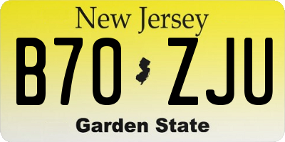 NJ license plate B70ZJU