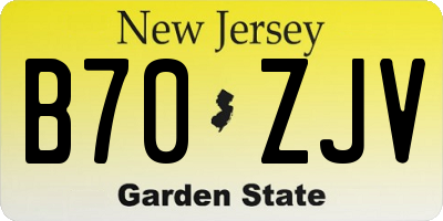 NJ license plate B70ZJV