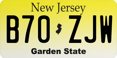 NJ license plate B70ZJW