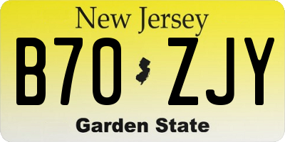 NJ license plate B70ZJY