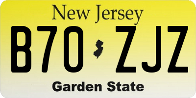 NJ license plate B70ZJZ