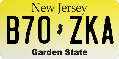 NJ license plate B70ZKA