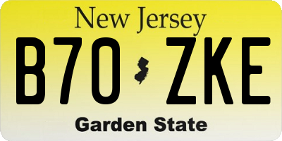 NJ license plate B70ZKE