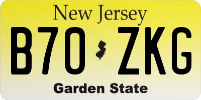 NJ license plate B70ZKG