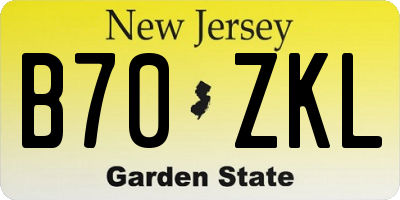 NJ license plate B70ZKL