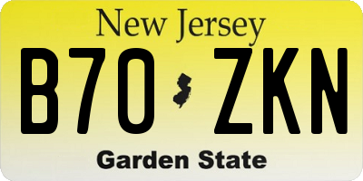 NJ license plate B70ZKN