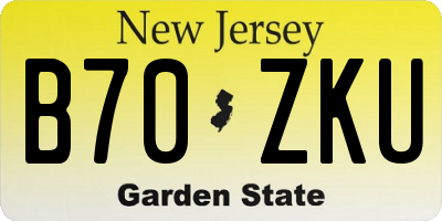 NJ license plate B70ZKU