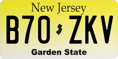 NJ license plate B70ZKV