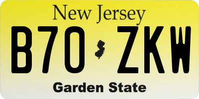 NJ license plate B70ZKW