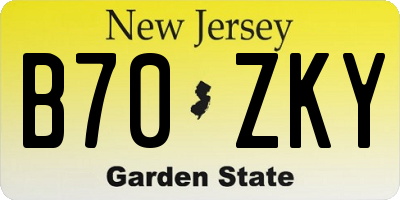 NJ license plate B70ZKY