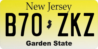 NJ license plate B70ZKZ
