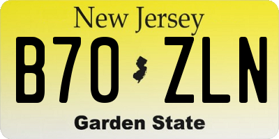 NJ license plate B70ZLN