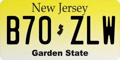 NJ license plate B70ZLW