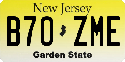 NJ license plate B70ZME
