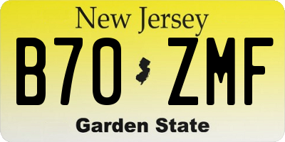 NJ license plate B70ZMF