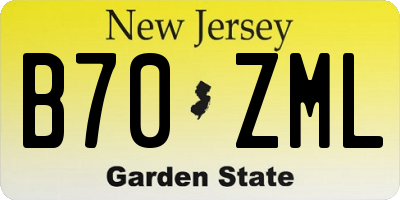 NJ license plate B70ZML
