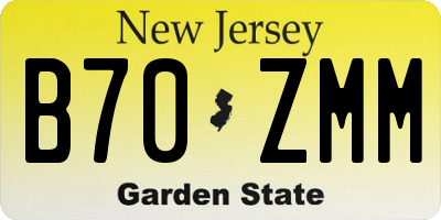 NJ license plate B70ZMM