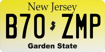 NJ license plate B70ZMP