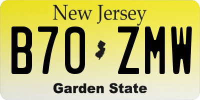 NJ license plate B70ZMW