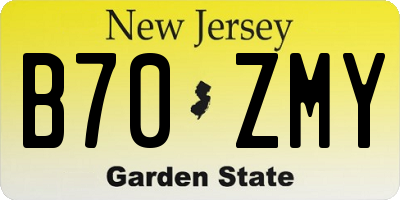 NJ license plate B70ZMY