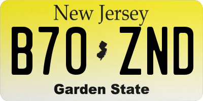 NJ license plate B70ZND