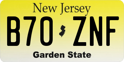 NJ license plate B70ZNF