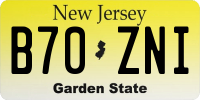 NJ license plate B70ZNI