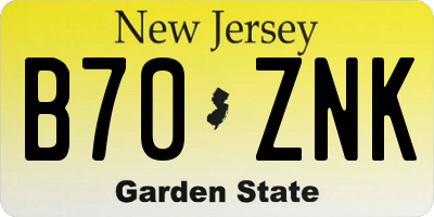 NJ license plate B70ZNK