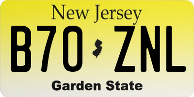NJ license plate B70ZNL