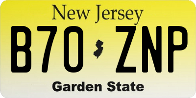 NJ license plate B70ZNP