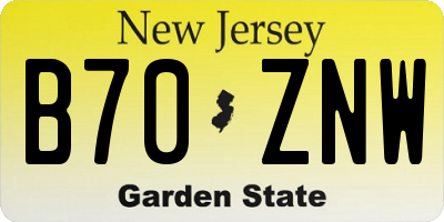 NJ license plate B70ZNW