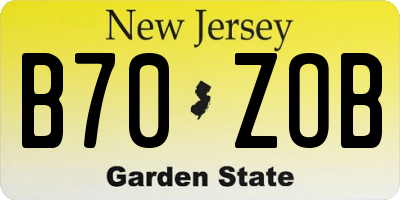NJ license plate B70ZOB