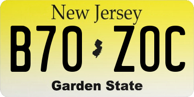 NJ license plate B70ZOC