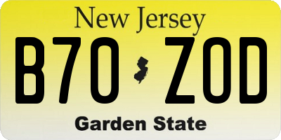 NJ license plate B70ZOD