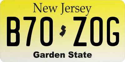 NJ license plate B70ZOG