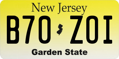 NJ license plate B70ZOI