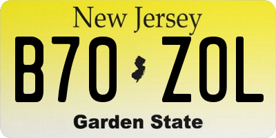 NJ license plate B70ZOL