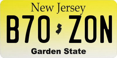NJ license plate B70ZON