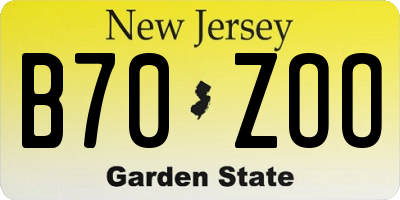 NJ license plate B70ZOO