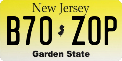 NJ license plate B70ZOP