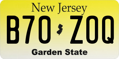NJ license plate B70ZOQ
