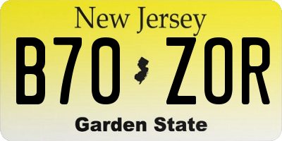NJ license plate B70ZOR