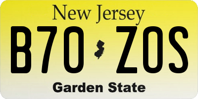 NJ license plate B70ZOS