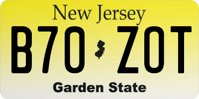 NJ license plate B70ZOT