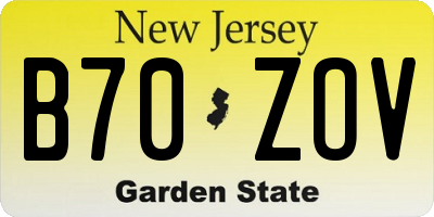 NJ license plate B70ZOV