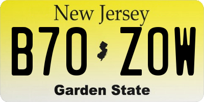 NJ license plate B70ZOW