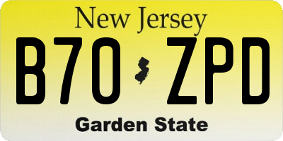 NJ license plate B70ZPD