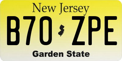 NJ license plate B70ZPE